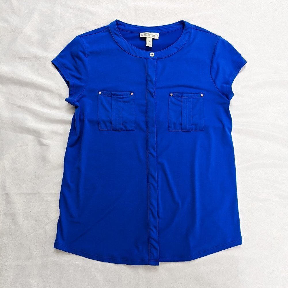 Dana Buchman Women’s Blue Short Sleeve Blouse Top Size Small